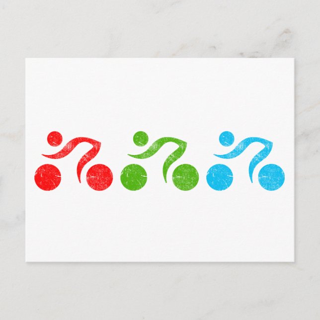 Cartão Postal Cavaleiros de bicicleta em ação (Frente)