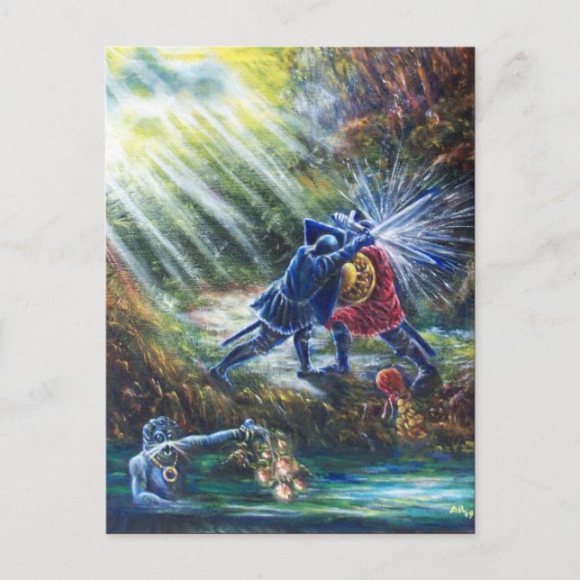 Cartão Postal CAVALEIROS DE LUZ E TORMENTA, Dinheiro e Diabo (Frente)
