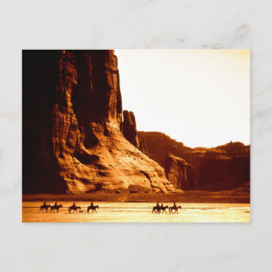 Cartão Postal Cavaleiros Navajos Em Canyon De Chelly 1904 Por Ed