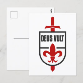 Cartão Postal Cavaleiros Templários Cruzador DEUS VULT Deus o Pr
