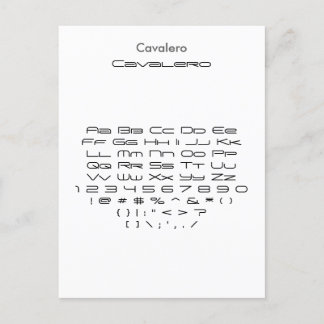Cartão Postal Cavalero - Folha de Amostra de Fontes Zazzle