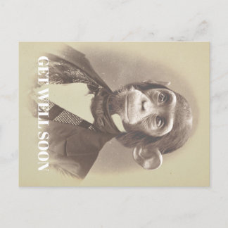 Cartão Postal Cavalheiro Chimpanzé dizendo "Fique Bem Em Breve"