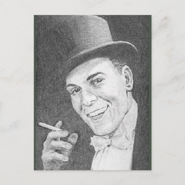 Cartão Postal Cavalheiro com cigarro desenhado a lápis em 2004 (Frente)