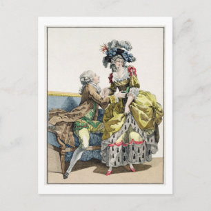 Cartão Postal Cavalheiro Elegante Propondo a uma Senhora em uma 