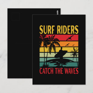 Cartão Postal Cavalheiros de Surf Caçam as Ondas
