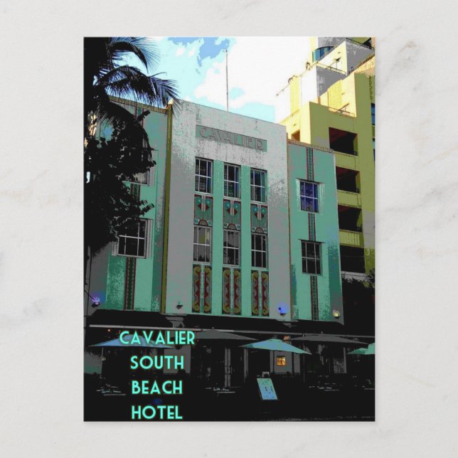 Cartão Postal Cavalier Art Deco Miami Poster (Frente)