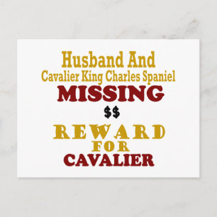 Cartão Postal Cavalier King Charles & Husband Desaparecidos Reco