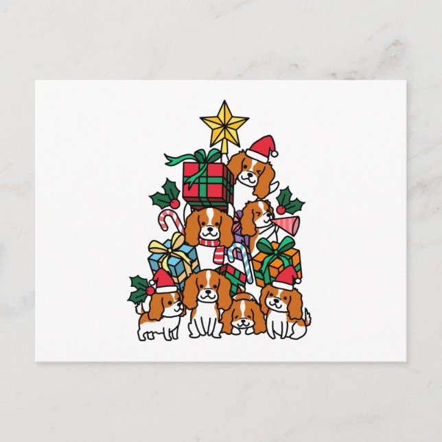 Cartão Postal Cavalier King Charles Spaniel Christmas Tree (Frente)
