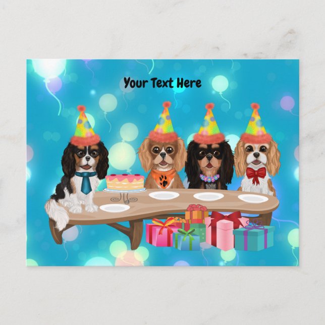 Cartão Postal Cavalier King Charles Spaniel de aniversário (Frente)