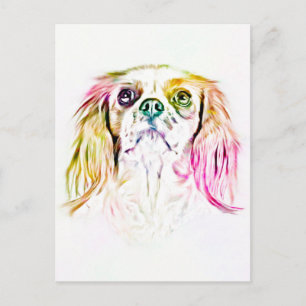 Cartão Postal Cavalier King Charles Spaniel Dog Art Pintura