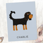 Cartão Postal Cavalier King Charles Spaniel Dog Personalizado<br><div class="desc">Um belo Black e Tan Cavalier O Rei Charles Spaniel projeta cães para fazer amantes de os animais sorrir. Arte original de Nic Squirrell. Altere o texto para personalizar.</div>