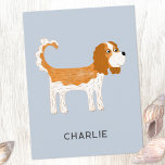 Cartão Postal Cavalier King Charles Spaniel Dog Personalizado<br><div class="desc">Um belo desenho do cão Blenheim Cavalier King Charles Spaniel para fazer amantes de os animais sorrir. Arte original de Nic Squirrell. Altere o texto para personalizar.</div>
