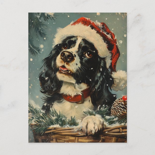 Cartão Postal Cavalier King Charles Spaniel Natal (Frente)