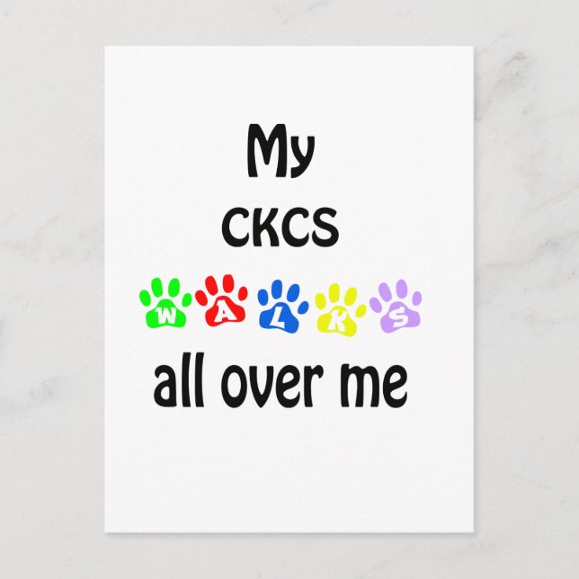Cartão Postal Cavalier King Charles Spaniel Walks Design (Frente)