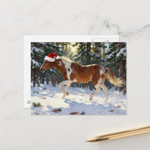 Cartão Postal Cavalo Adorável de Natal Paint Mare