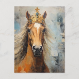 Cartão Postal Cavalo Adorável numa Coroa