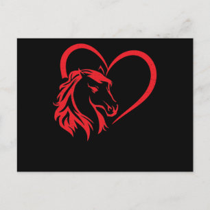 Cartão Postal Cavalo Ama Cabeça de Cavalo Coração Dia dos Namora