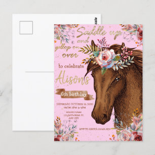 Cartão Postal Cavalo aquarela festa de aniversário de cavalo