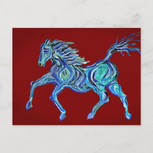 Cartão Postal Cavalo Azul Pintado