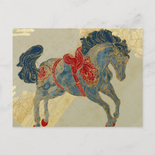 Cartão Postal Cavalo Azul Real Ornamentado