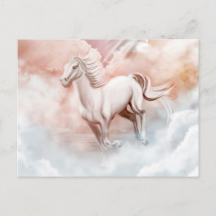 Cartão Postal Cavalo Branco Correndo Pelas Nuvens