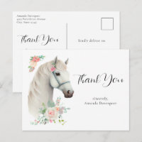 Cavalo Branco Elegante Boho Floral Obrigado