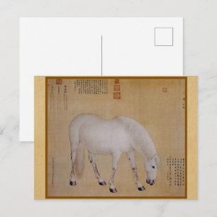 Cartão Postal Cavalo Branco Minimalista Zen - Pintura Tradiciona