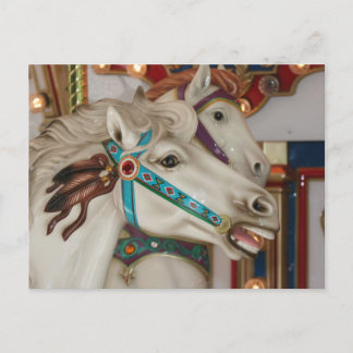 Cartão Postal Cavalo carrossel branco com fotografia em ponte az