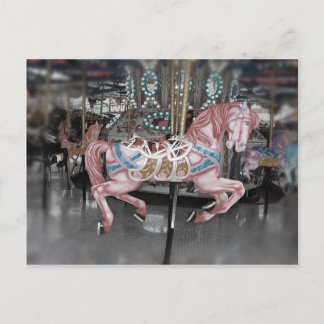 Cartão Postal Cavalo carrossel rosa