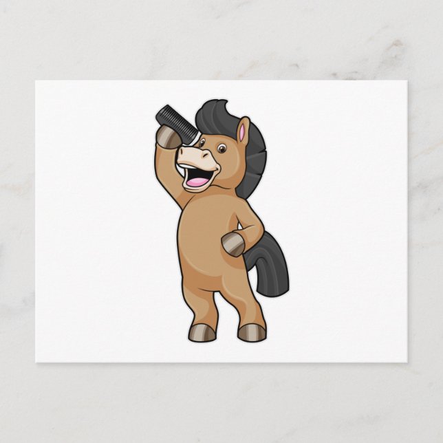 Cartão Postal Cavalo com cabeleireiro com Comb (Frente)