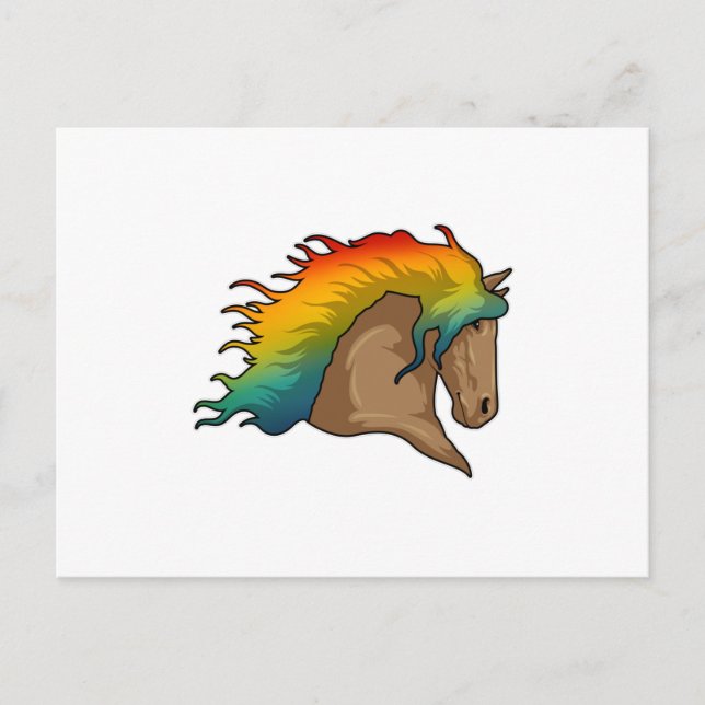 Cartão Postal Cavalo com Cabelos Arco-íris (Frente)