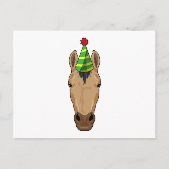 Cartão Postal Cavalo com chapéu de festa (Frente)