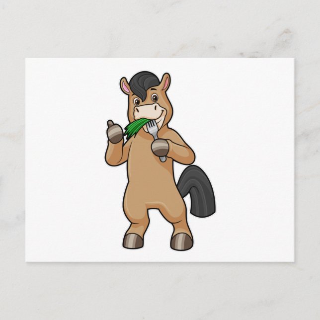 Cartão Postal Cavalo Comendo Vegano (Frente)