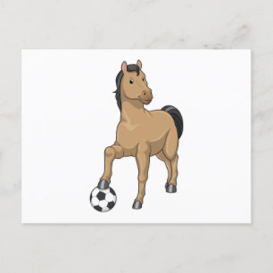 Cartão Postal Cavalo como jogador de futebol com bola de futebol
