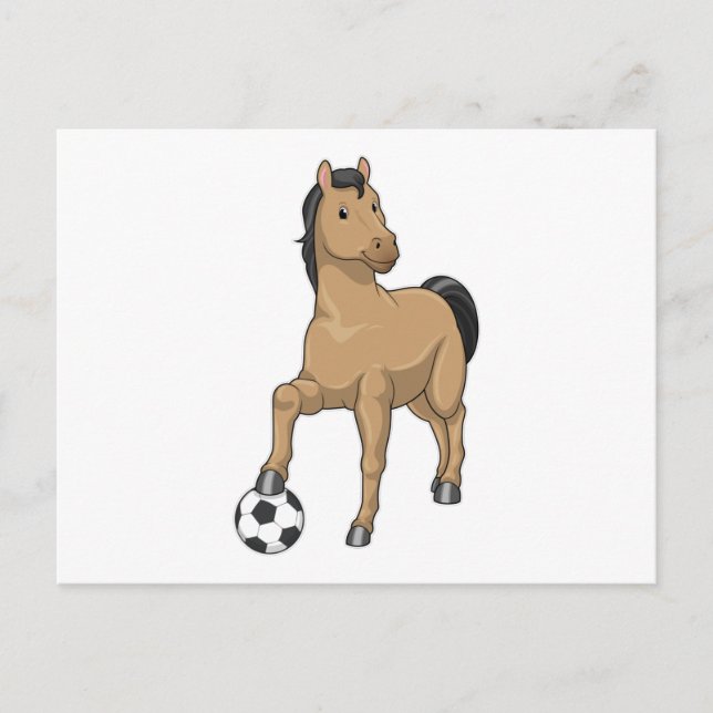 Cartão Postal Cavalo como jogador de futebol com bola de futebol (Frente)