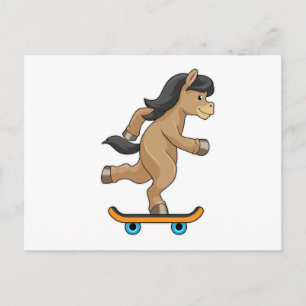 Cartão Postal Cavalo como Patinador com skate