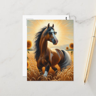 Cartão Postal Cavalo da Baía Pinto em Óculos Solares