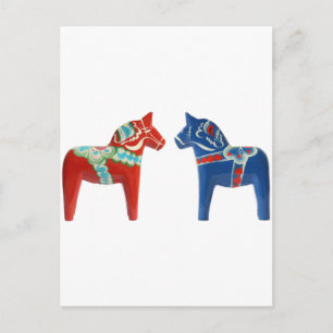 Cartão Postal Cavalo Dala Vermelho e Azul
