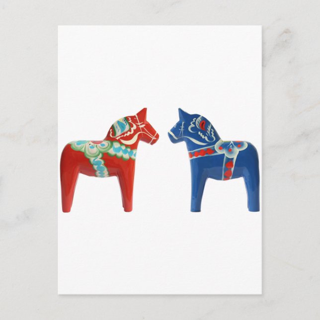 Cartão Postal Cavalo Dala Vermelho e Azul (Frente)
