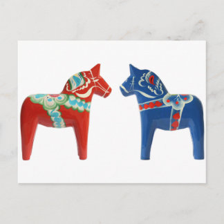 Cartão Postal Cavalo Dala Vermelho e Azul