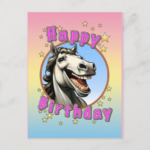 Cartão Postal cavalo de aniversário feliz