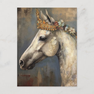 Cartão Postal Cavalo de Cinza em Coroa e Flores