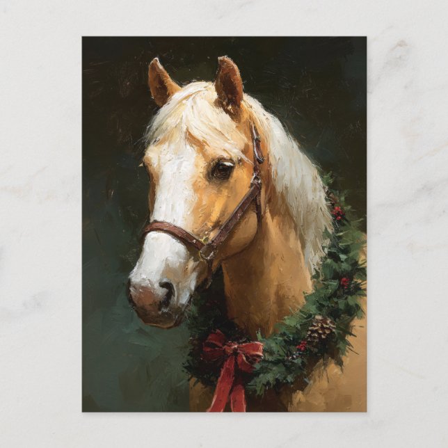 Cartão Postal Cavalo de Férias Elegante com Coroa (Frente)