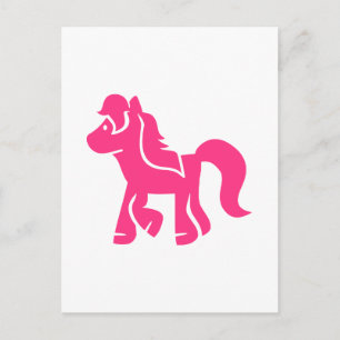 Cartão Postal Cavalo de pônei rosa
