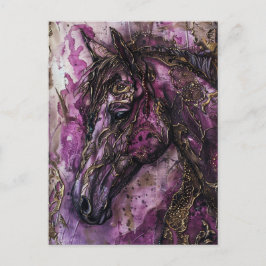 Cartão Postal Cavalo Dourado e Negro Roxo