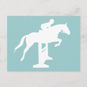 Cartão Postal Cavalo e cavaleiro de caça (branco)