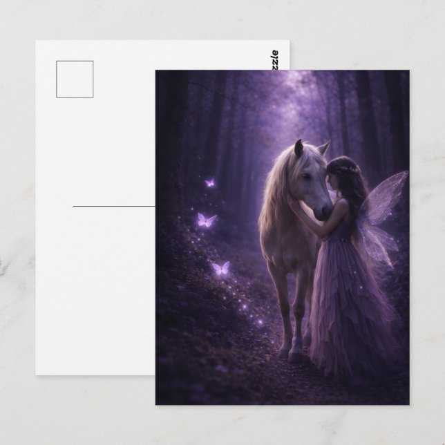 Cartão Postal Cavalo e Garota Mágicos (Frente/Verso)