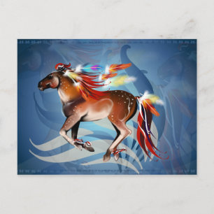 Cartão postal Cavalo e Penas Brilhantes