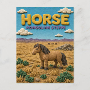 Cartão Postal Cavalo Estepe Mongol Moderno KlayKoo