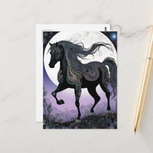 Cartão Postal Cavalo Fantasia Preto